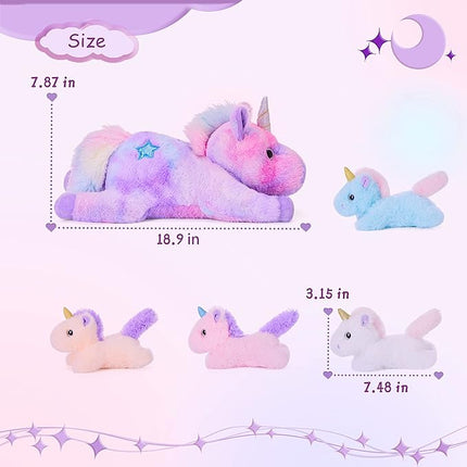 IKASA Mommy Unicorn Toys for Girls Age 4-6，Mom and Baby Stuffed Animal Plush Toy,Small Family Set Toy with Little Babies,Gifts for Kid (Unicorn,18")