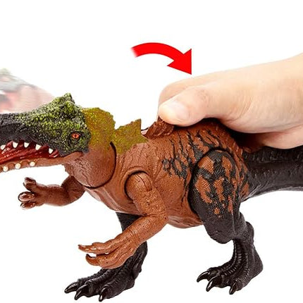 Mattel Jurassic World Wild Roar Dinosaur Toy with Sound & Attack Move, Irritator Posable Action Figure Includes Digital Play, 11 inches Long