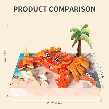 3D Paper Puzzle Model Kit for Adults & Kids Ages 8+,STEM Educational DIY Assembly Toy,Eco-Friendly Craft Gift for Home Decoration, Birthday Children's Day Gifts(Crab)