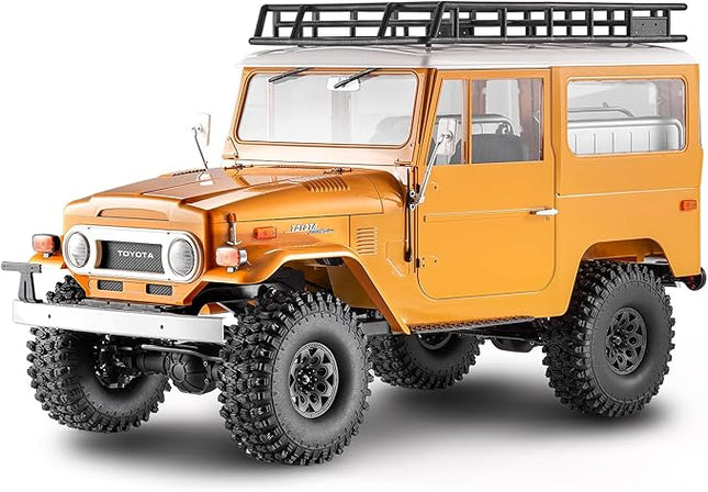 BEEZRC FMS 1/10 RC Crawler FJ40 Toyota Licensed 4WD 2.4G Model Car Hobby 4x4 Rock Crawler Offroad Truck Remote Control Car with Transmitter for Adults (Yellow) FMS11035RSYL