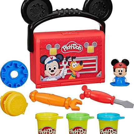 Play-Doh Disney Junior Mickey Mouse Clubhouse, On-The-Go Garage Mickey Mouse Playset, Arts & Crafts Preschool Toys for Kids 2+