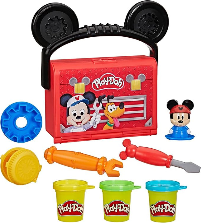 Play-Doh Disney Junior Mickey Mouse Clubhouse, On-The-Go Garage Mickey Mouse Playset, Arts & Crafts Preschool Toys for Kids 2+