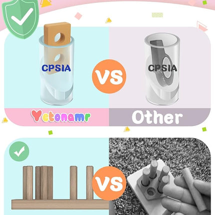 Yetonamr Montessori Toys for 1 2 3 Years Old Boys Girls Birthday Gifts, Wooden Sensory Toys for Ages 2-4 Toddlers Kids Baby, Toddler Learning Toy Activities Puzzles Ages 1-3