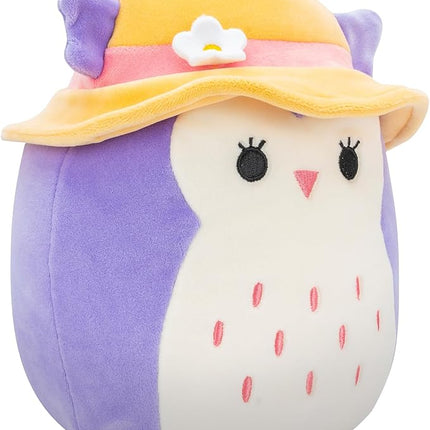 Squishmallows Original Plush 19cm Holly The Purple Owl with Sun Hat - Official Jazwares Plush Toy