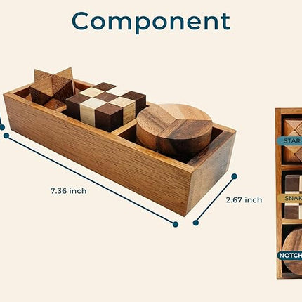BSIRI 3-in-One Puzzle Set - Challenging Brain Teasers and 3D Puzzles for Adults, Interlocking Games for IQ Test, Ideal for Patio Decor and Unique Gift for Chismas and Birthday, Small size