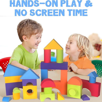 Migargle 36 Pieces Large Foam Building Blocks for Toddlers, EVA Soft Stacking Blocks, Baby Bath Foam Toy Set, Early Learning Construction Toys & Gifts for Kids, Boys & Girls