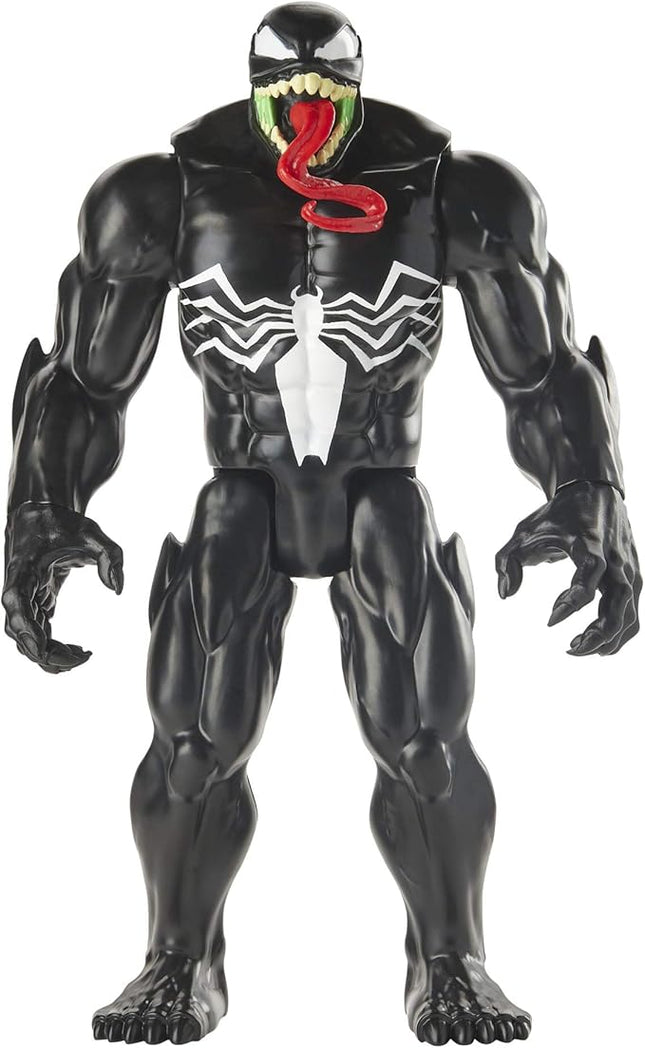Spider-Man Maximum Venom Titan Hero Venom Action Figure, Inspired by The Marvel Universe, Blast Gear-Compatible Back Port, Ages 4 and Up, Black