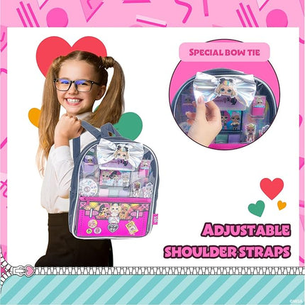 Townley Girl L.O.L. Surprise! Makeup Filled Backpack Set, Including Lip Balm, Nail Polish, Nail File, Hair Bows, and Other Accessories, Perfect for Parties, Sleepovers and Makeovers, Ages 3