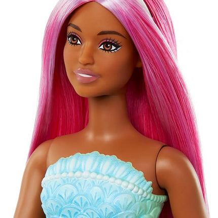 Barbie Mermaid Doll with Magenta Fantasy Hair & Headband Accessory, Curvy Body Type with Shell-Inspired Bodice & Tropical Red Tail