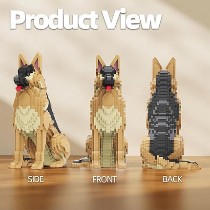 Animal Dog Adorable Pet German Shepherd Building Block Set - Secret Small Storage Box Inside! Ideal Toy for Dog Lovers, Kids & Adults