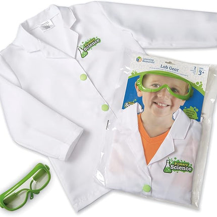 Learning Resources Primary Science Lab Gear - Kids Lab Coat and Goggles, Pretend Play Scientist Gear and Career Costumes for Kids, Mad Scientist Costume, Toddler Dress-Up Set, STEM Play, Ages 3-6