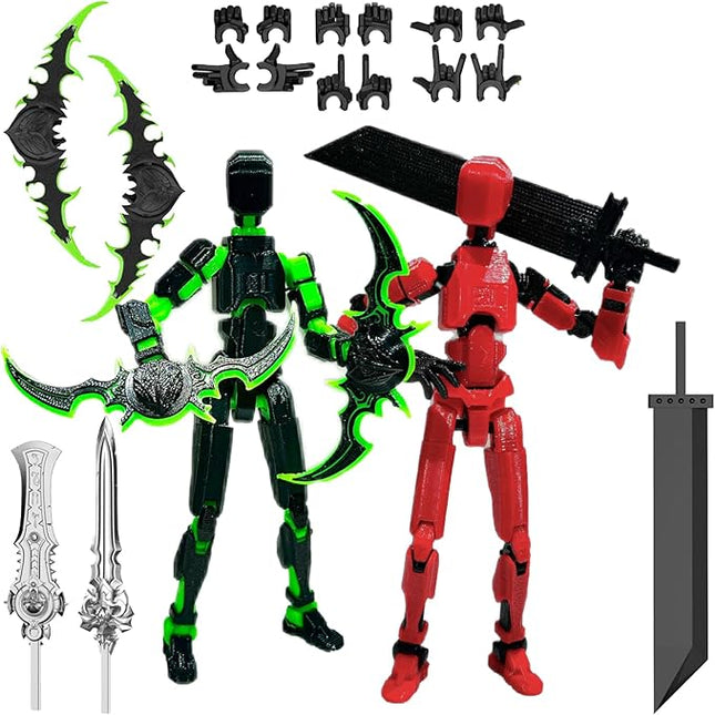 (Assembly Completed) 2 Packs T13 Action Figure Set, Dummy 13 3D Printed ActionFigure Toy Gifts for Kids, Robot 13 Action Figure Full Body Mechanical Doll Christmas Birthday Gift for Boys Girls
