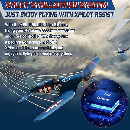 LEAMBE Brushless 4 Channel RC Plane F4U Corsair 500mm Remote Control Airplane Fighter RTF with 6-Axis Gyro, 3 Modes & Aerobatics for Beginners & Adults