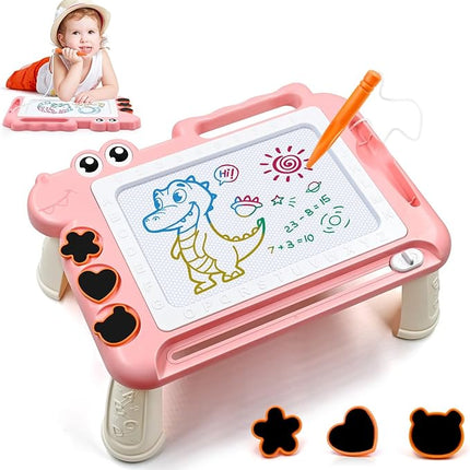 AiTuiTui Magnetic Drawing Board Toddler Toys with Legs for Girls Boys, Color Sketch Writing Scribble Doodle Pad Travel Games, Educational Learning Kids Toys for Toddlers Birthday (Pink)