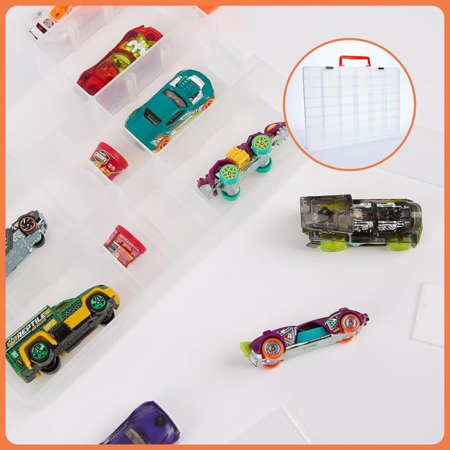 Plastic Toy Storage Box, 48 Adjustable Compartments for Mini Brands, Hot Wheels, Shopkins, L.O.L. Surprise! Dolls, and Small Plastic Toys, Storage Organizer and Display Case