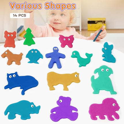 Dough Tool Sets for Kids Toddlers,Cute Playdough Accessories with Rolling Pin Dough Mat Storage Box,Party Pack Toys for Kids Age 2-4 3-5 4-8,Educational Toys Gift for Birthday Christmas Boys Girls