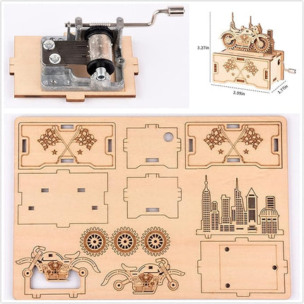 3D Wooden Puzzle Mechanical Model Car Kits Toys for Boys and Girls Assembly Music Model Brain Teaser for Adults and Kids