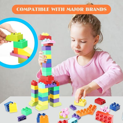 Building Blocks 208 Piece Set Compatible with All Major Brands, Classic Big Bricks for Kids Toddlers, STEM Large Building Toys with Gift Box for Boys Girls Ages 3 4 5 6 7 8+