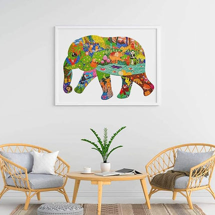 Puzzles for Kids Ages 4-8,8-10 and Adults, Elephant Animal Shaped Jigsaw Puzzles 200 Pieces for Wall Home Decor