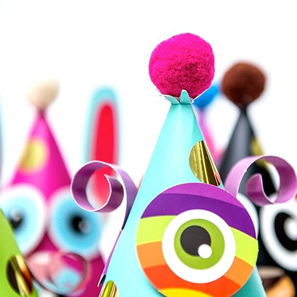 Glittery Garden 24 Pcs Party Hats Birthday Activity Kit with Stickers - Kids Fun Arts & Crafts. Make Your Own Animal & Monster Theme Party Favors & Game Supplies