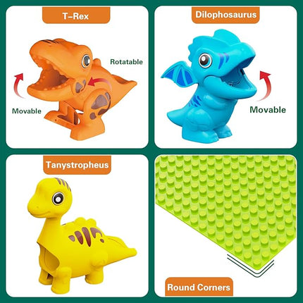 Dinosaur Marble Run Building Blocks STEM Toys for Kids Ages 3-8 | 127 Pcs Construction Set with 3 Dinos & Ball Run Track, 4 in 1 Modular Design Learning Toys for Boys Girls, Christmas Birthday Gift