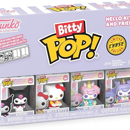 Funko Pop! Bitty: Sanrio - Kuromi, Hello Kitty (Ice Cream), My Melody (Unicorn Party), and Chase Mini Figure - 0.9 Inch (2.2 Cm) - Hello Kitty Collectable - Stackable Display Shelf Included