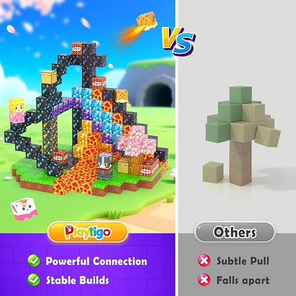 154PCS Magnetic Blocks - Build Mine Magnet World Stacking Cube Toys with Magnet Board, Magnetic Tiles Building Blocks STEM Construction Toys, Sensory Games for Kids Age 3+ Boys Girls Birthday Gift