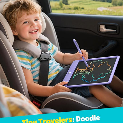 TEKFUN LCD Writing Tablet Doodle Board, 12inch Colorful Drawing Travel Essentials, Toddler Toys for 3 4 5 6 7 8 Year Old Girls Boys (Purple)