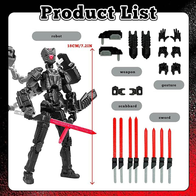 Assembly Completed T13 Action Figure，T13 mision 13 figuras originales 3D Printed Toys Nova 13 Action Figures Desktop Decorations for Game Lovers Toy (Black, 8 Inch)