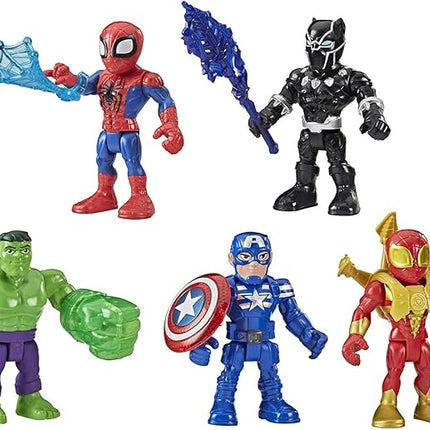 Marvel Super Hero Adventures 5-Inch Action Figure 5-Pack, Includes Captain America, Spider-Man, 5 Accessories (Amazon Exclusive)