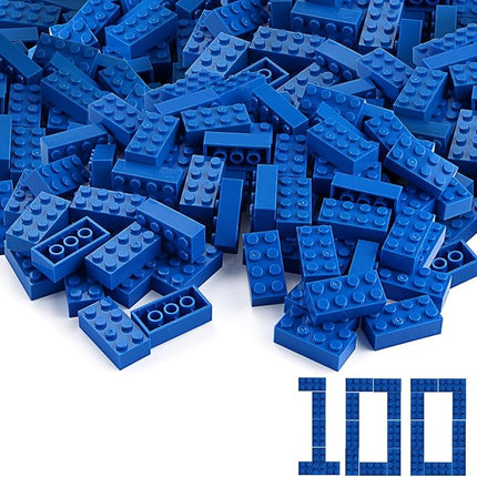 Feleph 100pcs 2x4 Bricks Blue Pieces Classic Parts Bricks Building Creative Play Blocks Set Toy Combine with Major Brick Brands