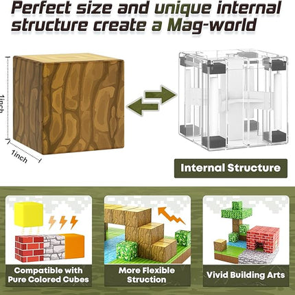 150PCS Magnetic Blocks-Build Mine Magnet World Forest Edition Kids Games for Boys&Girls Age 3-5 4-8 6-8, Magnetic Sensory STEM Toys Tiles for Toddlers Gifts for 3+ Years Old Ideal Construction Toys