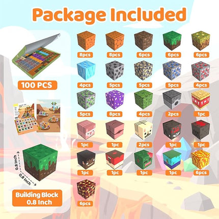 Magnetic Blocks, 100PCS Magnetic Building Blocks, Stacking Magnets for Kids, Sensory Toy for STEM Constructions Magnet Blocks for Boys Girls Age 3+, Christmas Birthday Gifts