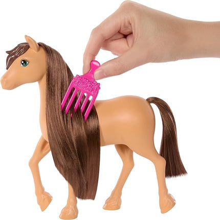 Barbie Mysteries: in Search of The Lost Mare Horse Hairstyles, Doll Toy Horse with Extra Long Mane, Comb and Hair Accessories, Inspired by The Series, +3 Years, HXJ37