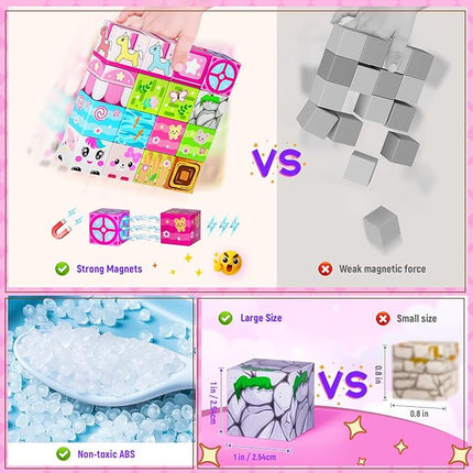 Magnetic Blocks,150PCS Magnetic Building Cube Game,Magnet Blocks Tiles Constructions Toys,STEM Educational Building Blocks for Kids,Christmas Birthday Gifts for Boys and Girls Age 3+ Years Old