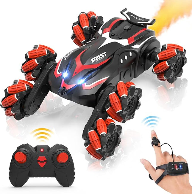 Eulogia 6WD RC Cars Gesture Sensing RC Stunt Car, 2.4GHz RC Crawler with Spray & Music, 360° Spin All Terrain Remote Control Car Kids Toys Gift for 5-12 Years Old Boys Girls Christmas Birthday