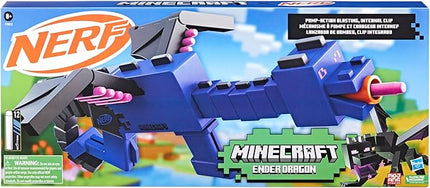 Nerf Minecraft Ender Dragon Blaster, 4-Dart Internal Clip, 12 Elite Foam Darts, Design Inspired by Minecraft Mob in The Game