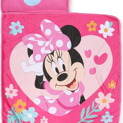 Jay Franco Kids Nap Mat with Embedded Pillow & Blanket – Soft 46"x20" Microfiber Sleeping Bag with Name Tag & Handle