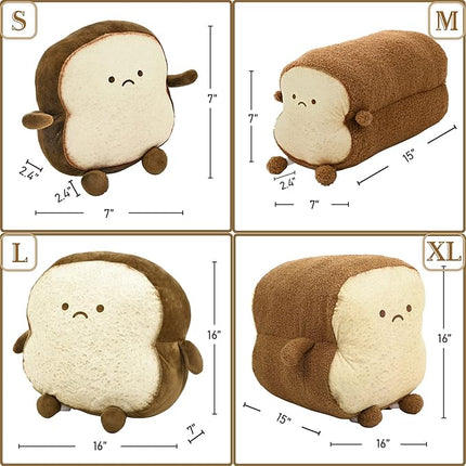 DENTRUN Toast Plush Pillow, Stuffed Bread Shape, Soft Toast Bread Food Plushies, Fun Sofa Cushion, Stuffed Doll Toy for Kids, Adults Gift, Home Bed Room Decor, 15"