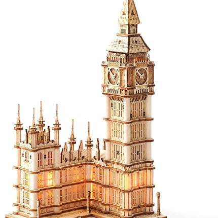 ROBOTIME 3D Puzzle for Adults Wooden Craft Kits for Teens DIY Construction Model Kit with LED Light to Build Educational Big Ben Set Toys Birthday Gifts