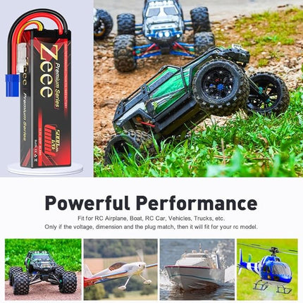 Zeee Premium Series 3S Lipo Battery 5000mAh 11.1V LCG Hard Case Batttery Height 25mm 120C with EC5 Connector for RC Car Truck Tank Racing Hobby (2 Pack)