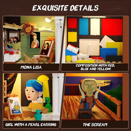 Artworks Painting Frame Building Set with Lights, Artistic Painting Building Brick for Home Office Decor, Collectible Art Building Block Kit for Adults Boys Girls Ages 12+ (Not Wall-Mountable)