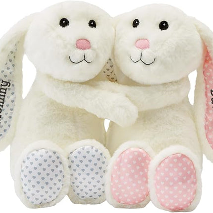 Let's Make Memories Personalized Hugging Plush Bunnies - for Birthday - Easter Bunny - Bunny Stuffed Animal for Kids - for Boy - for Girl