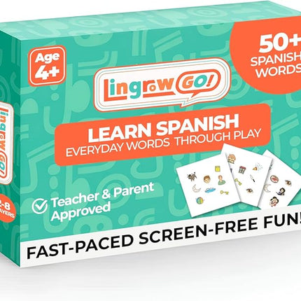 Spanish Learning Game - Fun Bilingual Card Game for Kids & Families | Learn 57 Everyday Words Through Play | Educational Gift for Classroom or Home (EVERYDAYWORDS001)