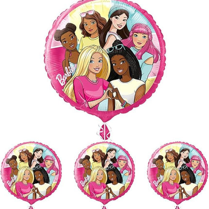 Unique Barbie Multicolor Foil Balloon - 18'', 1 Count | Vibrant & Fun Party Décor (Pack of 4)