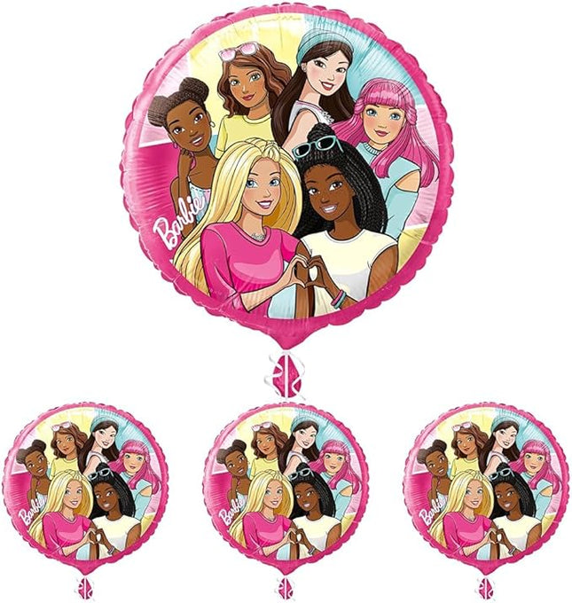 Unique Barbie Multicolor Foil Balloon - 18'', 1 Count | Vibrant & Fun Party Décor (Pack of 4)