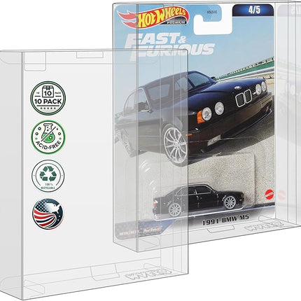 MALKO Hot Wheels Protector Display Case for Premium Card Diecast Cars - 10 Pack | Assembly Required