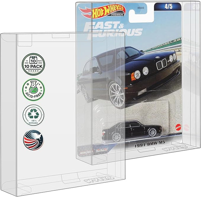 MALKO Hot Wheels Protector Display Case for Premium Card Diecast Cars - 10 Pack | Assembly Required