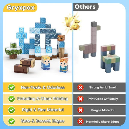 100pcs Magnetic Blocks, Magnetic Blocks for Kids Ages 4-8, Magnetic Cubes Sets for Frozen Princess Castle Build, Stacking Magnets for Kids, Birthday Gifts for Boys and Girls Age 3+ Years Old