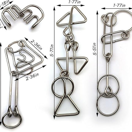 Zooshine 4 Sets Advanced Metal Brain Puzzles Teasers Higher Level Challenge for Party Games, Office Toys, Family Games for Kids Adults